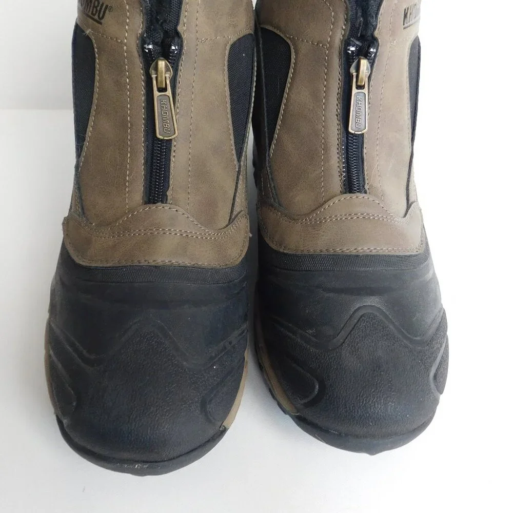 Khombu Men's Cliff Brown Cushioned Winter Boots Zip Gorpcore Brown Black Size 11